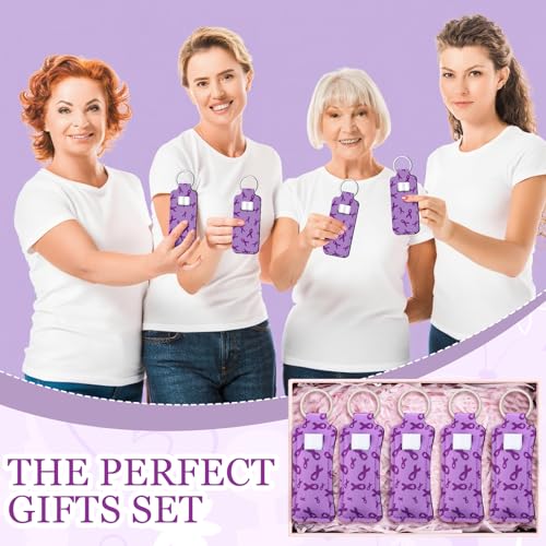18 Set Purple Ribbon Awareness Gift Lip Balm with Holder Faith Hope Cure Support Gifts for Domestic Violence Overdose Pancreatic Cancer Alzheimer's Funeral Memorial Charity Fundraiser Supplies