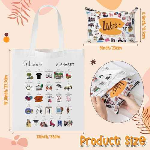 Laffact Gilmore TV Show Canvas Bag - Luker's Dinner inspired Gift Alphabet Merchandise Cotton Shoulder Tote Bag Makeup Bag for Friends Fans Coworkers Women Girls Mom Daughter Sister Birthday Christmas