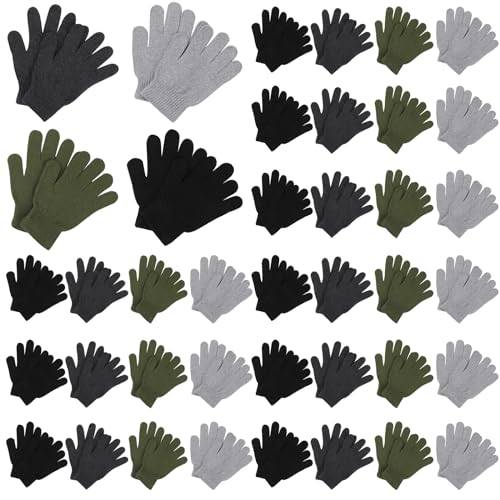 Handepo 100 Pairs Winter Knit Gloves Bulk for Adults - Basic Color
