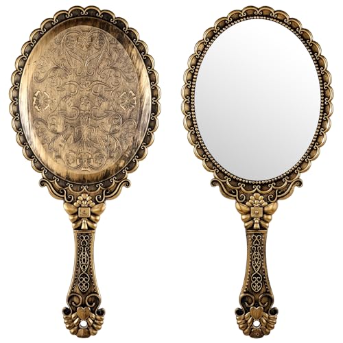 Vintage Hand Mirror with Handle Makeup Vanity Travel