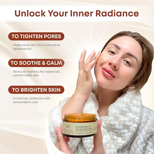 PRANA Sandalwood & Turmeric Face Mask - Natural Cleansing Facial Mask with Ayurvedic Ingredients - Bentonite & Kaolin Clay Mask - Brightening, Hydrating, Anti-Aging - Vegan & Cruelty-Free Mask (110ml)