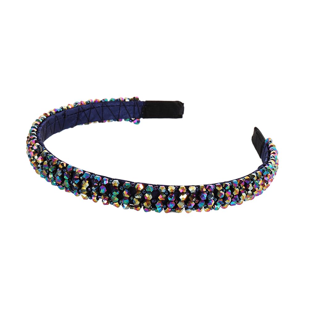 Ruihfas Fashion Sparkle 4 Rows Crystal Rhinestone Headbands Beaded Hair Hoop Band (Multicolored)