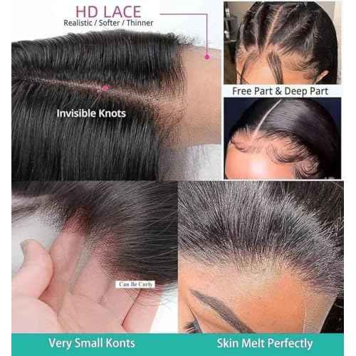 Bob Wig Human Hair 180% Density 13x4 HD Transparent Lace Front Wigs Human Hair Pre Plucked Short Bob Glueless Straight Wigs Human Hair for Women Natural Black 14 Inch