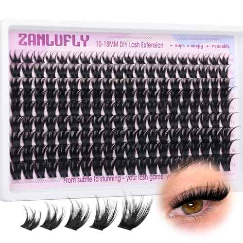Wispy Lash Clusters Natural Lash Extensions D Curly Eyelash Clusters DIY Eyelash Extensions 10-18MM Cluster Eyelash Extensions 180Pcs Individual Cluster Lashes by ZANLUFLY