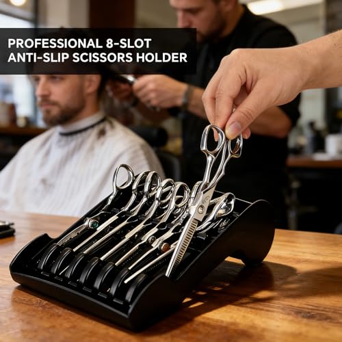 Salon Scissors Holder Rack - 8-Pair Barber Organizer