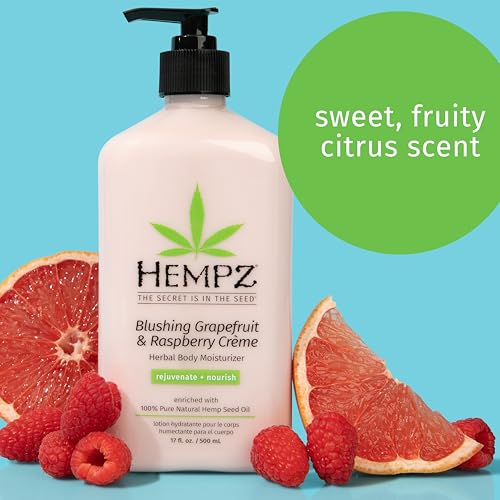 Hempz Original Herbal Body Moisturizer + Fresh Coconut & Watermelon Moisturizer + Blushing Grapefruit & Raspberry Cr?me Herbal Body Moisturizer, 17 Fl Oz, 3 Pack Bundle ? Vitamin Infused Lotion