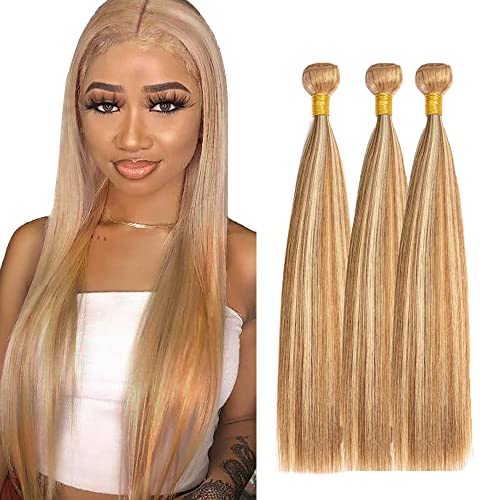 Honey Blonde Straight Hair Bundles - Unprocessed Brazilian Virgin Hair, 12-16 Inch