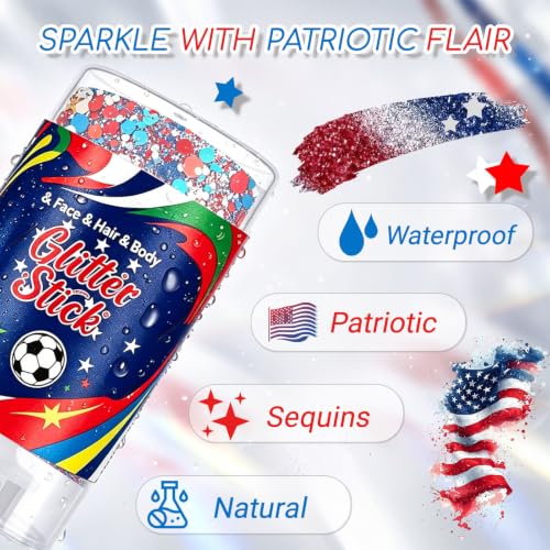 Patriotic Glitter Stick Set - 2PCS Red, White & Blue for 4th of July
