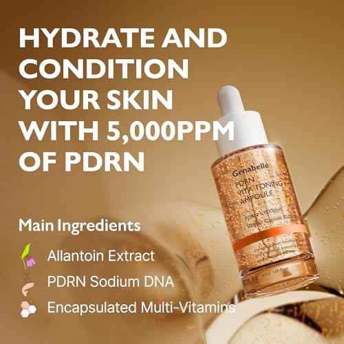 PDRN Vita Toning Ampoule JUMBO SIZE - Lightweight Glass Skin & Toning Ampoule with Vitamin B, C, E, PDRN, Serum for Blemishes, Fine Lines and Rough Skin Texture, 2.36 fl oz