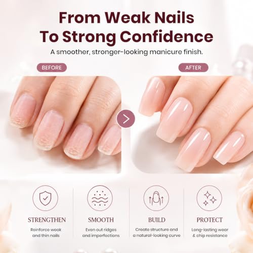 Beetles Builder Gel Nails Kit HEMA-Free with Clear & Nude Gel, Handheld UV/LED Lamp