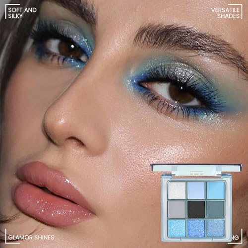 Blue Eyeshadow Palette - 9 Highly Pigmented Matte & Shimmer Shades