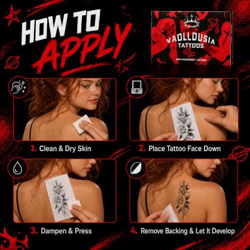 Semi Permanent Tattoo Stickers - Waterproof, Lasts 7-15 Days