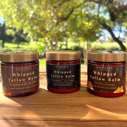 100% Grass-Fed Tallow Trio Balm Gift Set - Herb-Infused Chamomile & Calendula Moisturizer for Men, Women, Psoriasis, Eczema, Dry Sensitive Skin, 3 pack