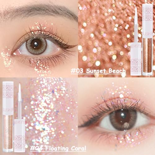 6Pcs Liquid Glitter Eyeshadow Set - Korean Makeup, Long Lasting