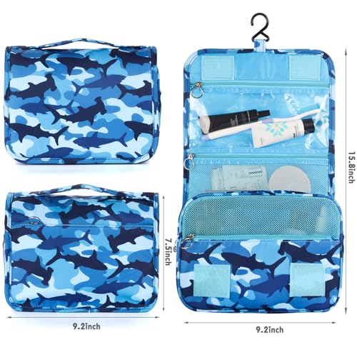 Kids Shark Toiletry Bag - Waterproof Travel Wash Bag