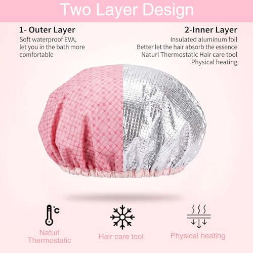 Heat Deep Conditioning Hair Cap with Aluminum Foil, 2-Pack