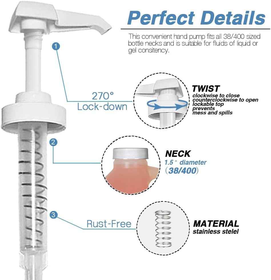 AMORIX 2 Pcs 38-400 Gallon Pump for Jug 10cc Dispensing Gallon Jug Pump Dispenser Lotion Gallon Shampoo Pump Top Replacement Black & White, Fits 1 Gallon Bottle 64oz 128oz Hand Sanitizer Containers