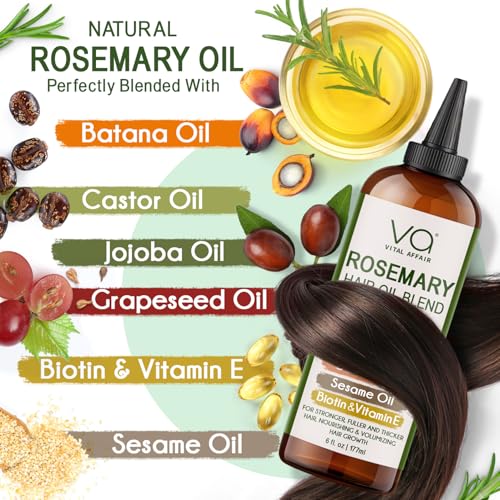 Rosemary Hair Growth Oil - 6 fl oz with Biotin & Vitamin E