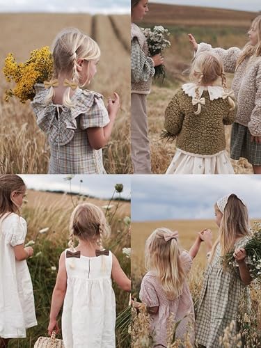 Baby Girls Hair Ties with Linen Bows – 20 Pcs No-Damage Elastic Nylon Ponytail Holders