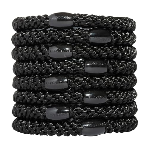 L. Erickson Grab & Go Ponytail Holders, Black, Set of Eight - Exceptionally Secure with Gentle Hold