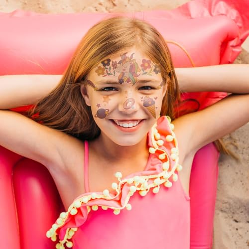 Partywind 24 Temporary Face Tattoos for Kids, Dinosaur & Animal Stickers