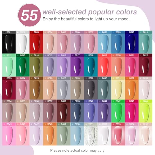 JODSONE Gel Nail Polish Kit 60 PC with UV Lamp - 55 Colors