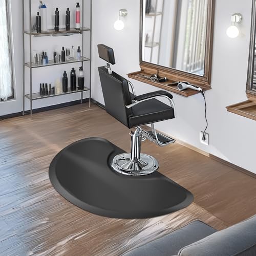 Saloniture 3ft x 4ft Anti-Fatigue Salon Mat - Black Semi Circle