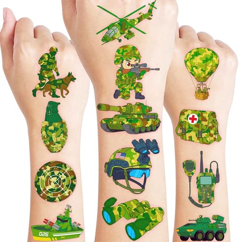 96 PCS Military Camo Temporary Tattoos for Kids