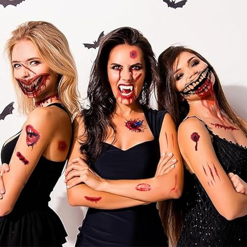 Halloween Fake Scar Tattoos - 60 Sheets Zombie Wound Stickers