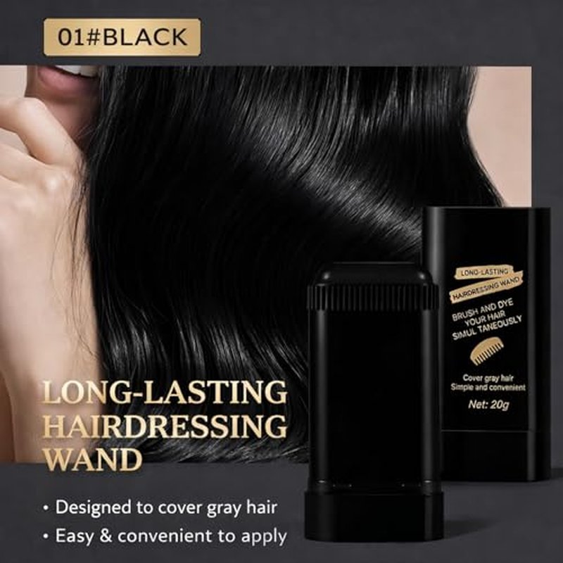 2-in-1 Hair Color Stick & Comb - Waterproof Root Touch-Up (Black)