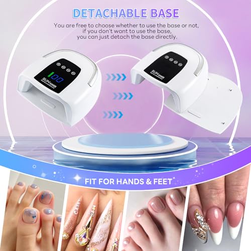 Cordless Nail Lamp 200W Rechargeable UV Light for Gel Nails LED Nail Dryer with 3 Timer Modes Perfect for Salon and Home Use Portable Cordless Design Continuous Use Up to 4-5 Hours (S20 Max)