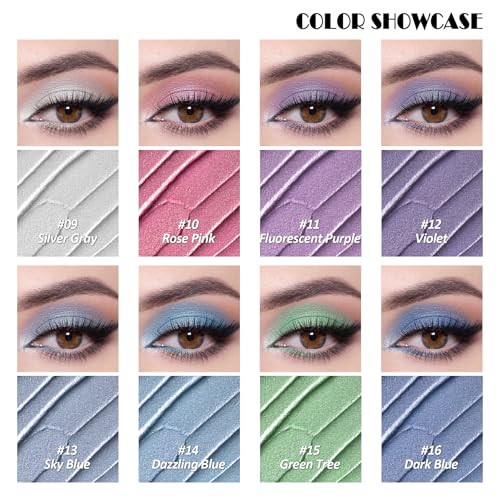 16-Color Waterproof Eyeshadow Stick Set - Matte & Glitter