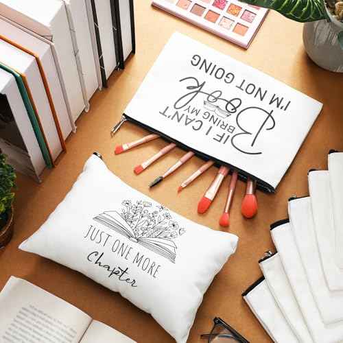 8 Pcs Book Club Gifts Book Lovers Makeup Bag Gifts for Women Cosmetic Bag with Zipper Pouch for Teen Adult Women Lovers Librarian Bookish Club Gifts(Book)