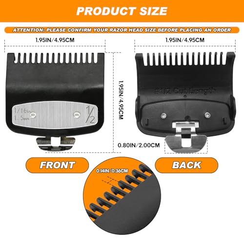 Replacement for Clipper Guards Set Compatible with 1 clipper guards,1/2 clipper guards,Guide Comb Attachment 1/8"(3.0 mm),1/16" (1.5 mm),for Barbers and Stylists,Black-2 PCS