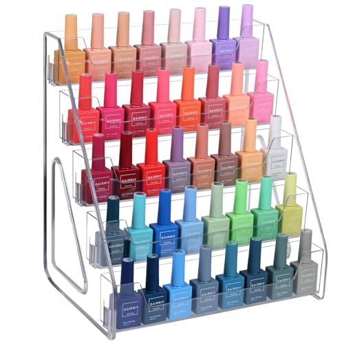 Acrylic Nail Polish Organizer & Storage - 5-Layer Tall Display Rack, Snap-On Tool-Free Assembly, Large Capacity, Space-Saving & Sturdy Nail Polish Holder for Home & Salon Use (1 Pack)