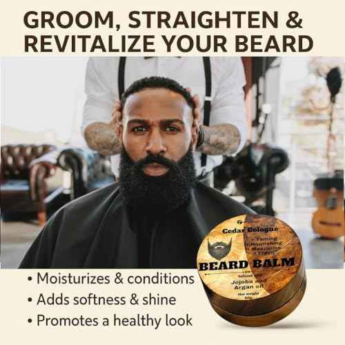 Beard Balm for Men, Cologne Scented with Shea Butter, Jojoba and Argan Oil, Nourishing and Taming Formula, 50g