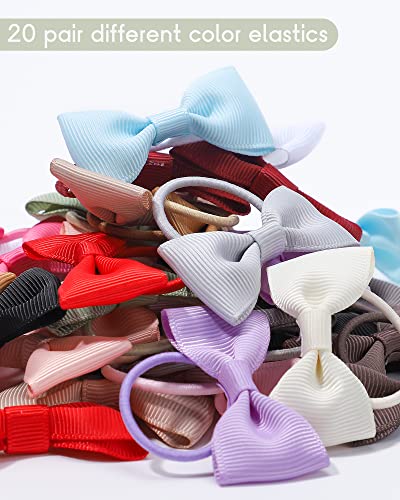 40-Piece 2" Baby Hair Bows Elastic Ties Set