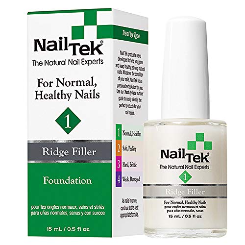 Nail Tek Foundation 1, Ridge Filling Strengthening Base Coat for Strong, Healthy Nails, 0.5 oz, 2-Pack