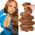 Light Brown Body Wave Human Hair Bundles - 30 Inch, 8A Grade
