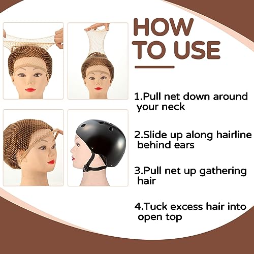 4-Pack Equestrian Hair Nets for Women Riders Light Brown
