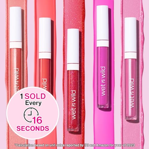 wet n wild MegaSlicks Lip Gloss, Ultra-Glossy, Vitamin-E Enriched, Ultra-Gloss High Shine Moisturizing, Cruelty-Free & Vegan - Cotton Candy