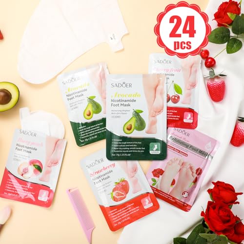 24-Piece Hydrating Foot Mask Set with Shea Butter & Aloe