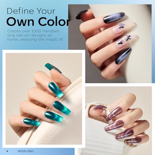 Modelones Cat Eye Gel Nail Polish Set A-Iridescent Magnetic 6 Colors, 7ml each (Variation: A-Iridescent Cat Eye-1)