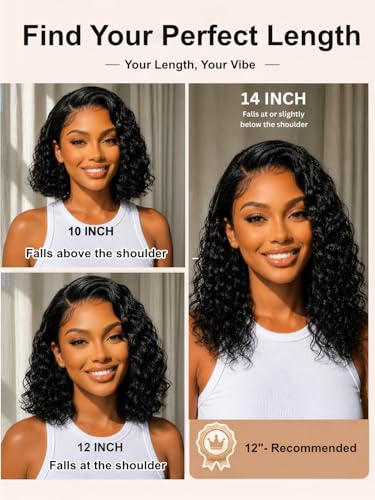 UNICE 14 Inch Water Wave Bob Wig - 220% Density Glueless Lace