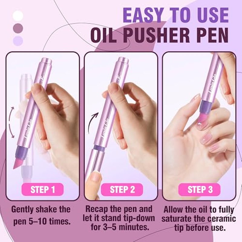2-in-1 Cuticle Oil Pusher Pen with Ceramic Tip for Nail Care