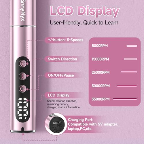 Cordless Electric Nail Drill 35000 RPM - Professional Gel Acrylic Kit