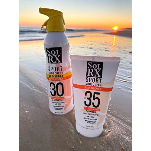 SolRX SPORT SPF 35 Sunscreen, Reef Friendly, Oxybenzone Free, Fragrance Free (Pack of 2)