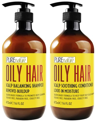 Oily Hair Shampoo & Conditioner Set - Sulfate Free, 16 Fl Oz