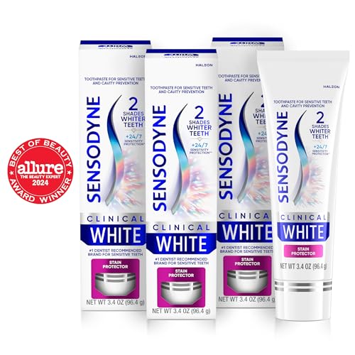Sensodyne Clinical White Toothpaste for Sensitive Teeth - 3.4 oz, 3 Pack