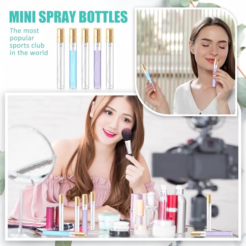 50 Pack Mini Glass Spray Bottles 10ml with Gold Cap